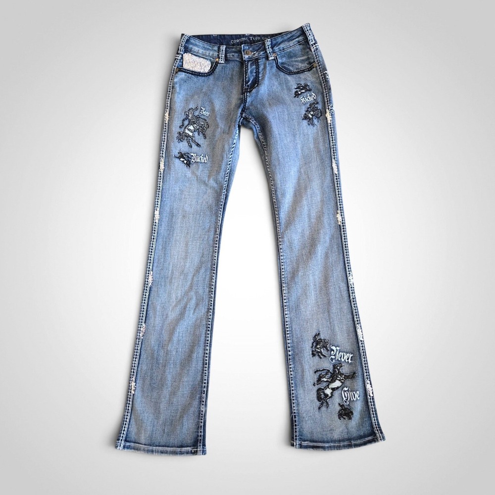 Cowgirl Tuff Co Women's Jeans W29 L37 Embellished Bootcut Western Rodeo Denim